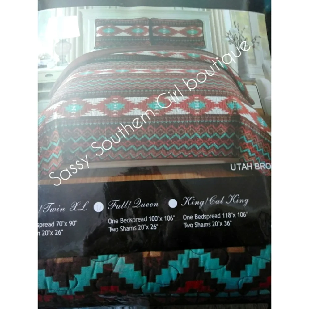 🆕⭐Boho Southwestern Aztec Quilted Bedspread set